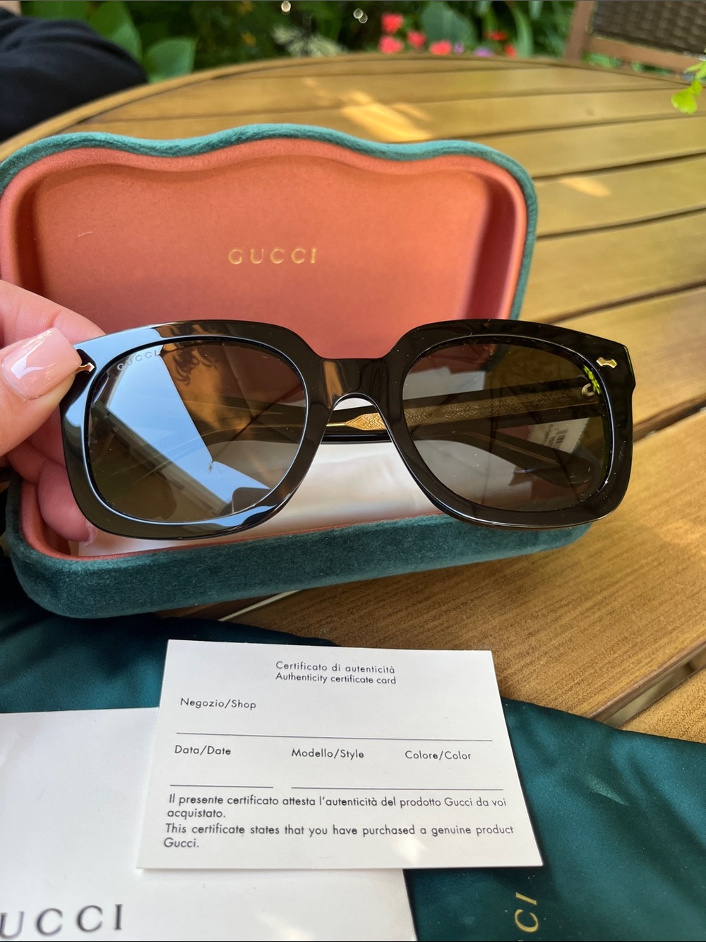 Gucci Black Square Sunglasses.